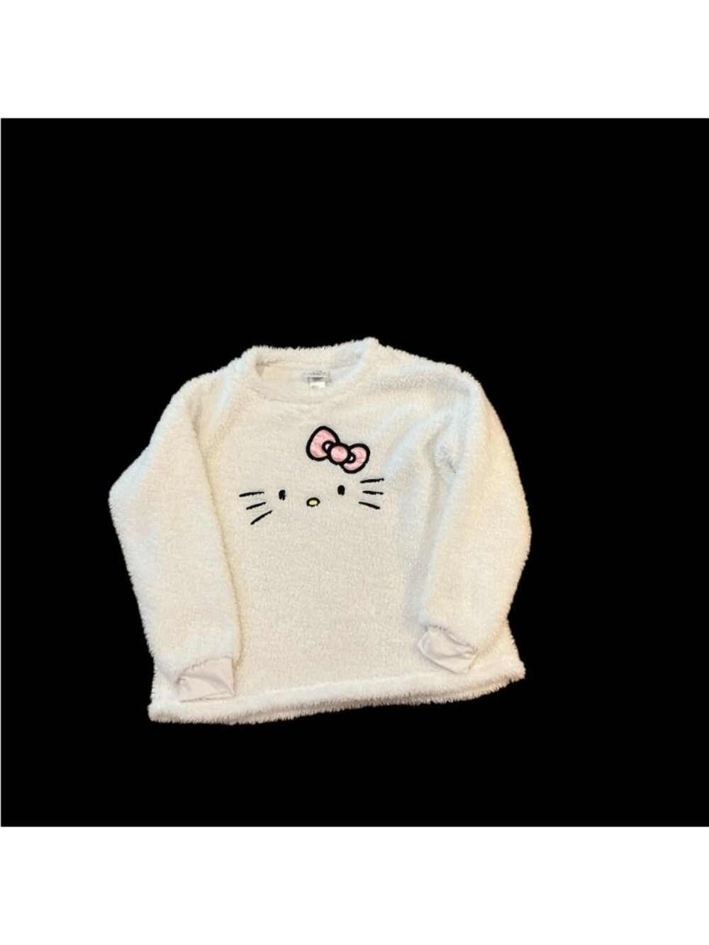 Hello Kitty Fuzzy White Pajama Top with Pink Bow